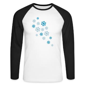 schneeflocken schnee winter - Unisex Baseballshirt langarm - Weiß/Schwarz - Vorne - Nik (191cm)