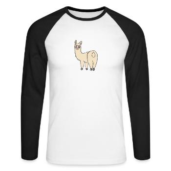 lama - Unisex Long Sleeve Baseball T-Shirt - white/black - Front - Nik (191cm)