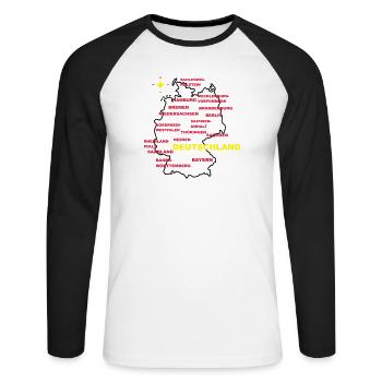 deutschland land karte - Unisex Baseballshirt langarm - Weiß/Schwarz - Vorne - Nik (191cm)