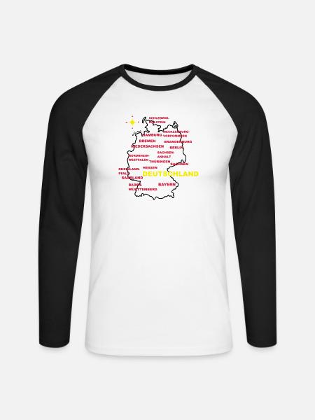 deutschland land karte - Unisex Baseballshirt langarm - Weiß/Schwarz