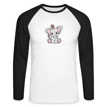 elephant - Unisex Long Sleeve Baseball T-Shirt - white/black - Front - Nik (191cm)
