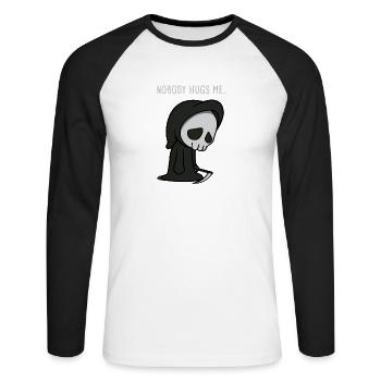 No Hugs - Pas de câlin - T-shirt baseball manches longues Homme - blanc/noir - Devant - Nik (191cm)