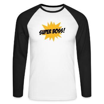 Super Boss ! - Unisex Long Sleeve Baseball T-Shirt - white/black - Front - Nik (191cm)