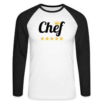 Chef - T-shirt baseball manches longues Homme - blanc/noir - Devant - Nik (191cm)