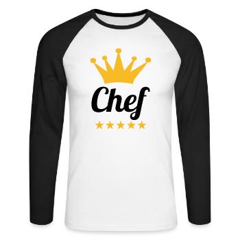 Chef - T-shirt baseball manches longues Homme - blanc/noir - Devant - Nik (191cm)
