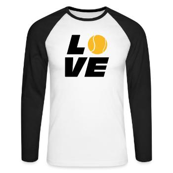 Tennis - Unisex Long Sleeve Baseball T-Shirt - white/black - Front - Nik (191cm)