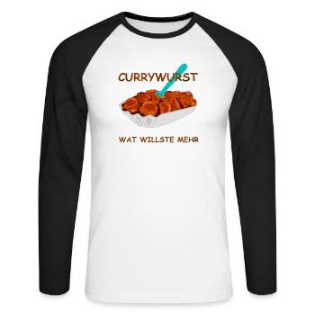 speise currywurst spruch - Unisex Baseballshirt langarm - Weiß/Schwarz - Vorne - Nik (191cm)