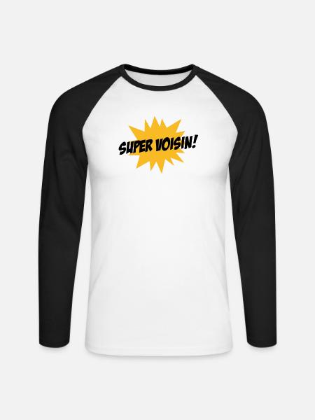 Super Voisin ! - T-shirt baseball manches longues Homme - blanc/noir
