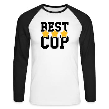 Polizist / Justiz / Polizei / Gewehr - Unisex Baseballshirt langarm - Weiß/Schwarz - Vorne - Nik (191cm)