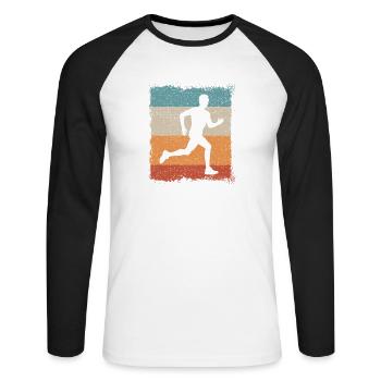 NOUVEAU | Fitness Running Jogging Running Athletic - T-shirt baseball manches longues Homme - blanc/noir - Devant - Nik (191cm)