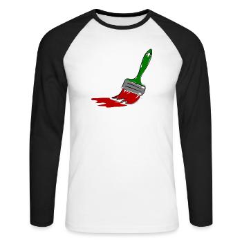 Maler Pinsel - Unisex Baseballshirt langarm - Weiß/Schwarz - Vorne - Nik (191cm)