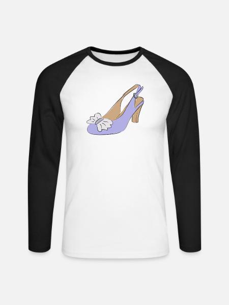 Damenschuh Schuh Mode - Unisex Baseballshirt langarm - Weiß/Schwarz