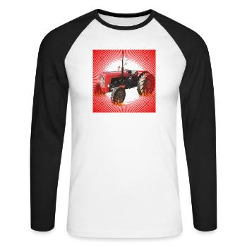 Fire-red tractor in the inferno - Unisex Long Sleeve Baseball T-Shirt - white/black - Front - Nik (191cm)