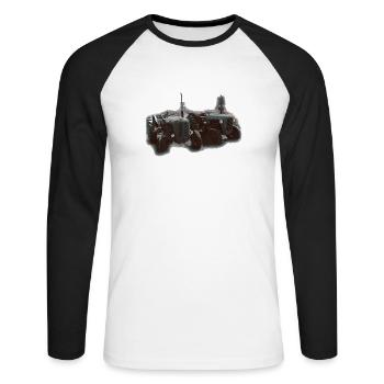 Traktorenduo im Feld - Unisex Baseballshirt langarm - Weiß/Schwarz - Vorne - Nik (191cm)