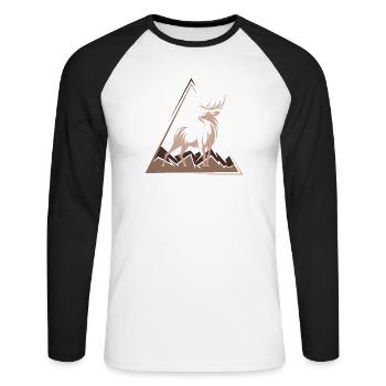 hirsch deer xmas weihnachten geschenk - Unisex Baseballshirt langarm - Weiß/Schwarz - Vorne - Nik (191cm)