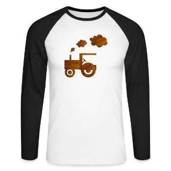 tracteur - T-shirt baseball manches longues Homme - blanc/noir - Devant - Nik (191cm)