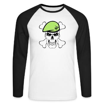 Party Shirt ,Feiern , Karneval, Söldner (25) - Unisex Baseballshirt langarm - Weiß/Schwarz - Vorne - Nik (191cm)