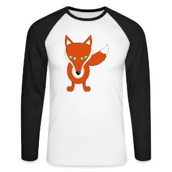 fuchs tier lustig - Unisex Baseballshirt langarm - Weiß/Schwarz - Vorne - Nik (191cm)