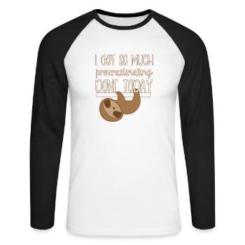 Sloth - Unisex Long Sleeve Baseball T-Shirt - white/black - Front - Nik (191cm)
