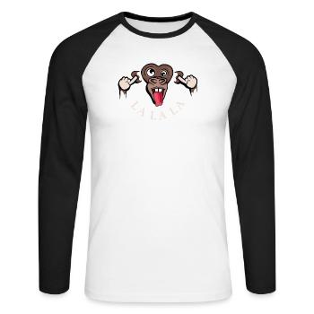 lustiger Affe lalala Symbol Illustration Zunge - Unisex Baseballshirt langarm - Weiß/Schwarz - Vorne - Nik (191cm)