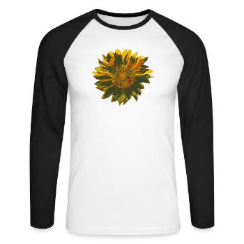 sonnenblume - Unisex Baseballshirt langarm - Weiß/Schwarz - Vorne - Nik (191cm)