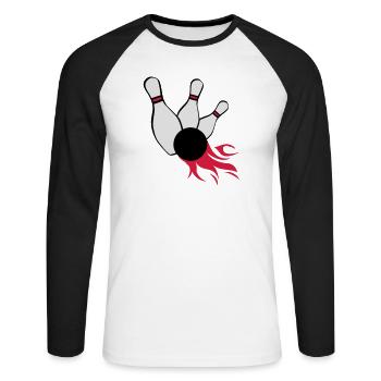 kegeln bowling - Unisex Baseballshirt langarm - Weiß/Schwarz - Vorne - Nik (191cm)