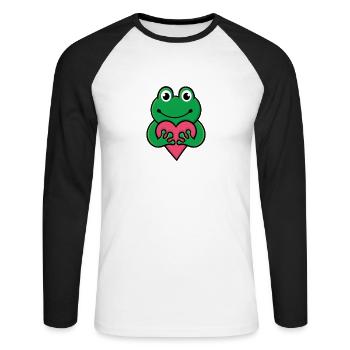 Heartfelt Frog Embrace - Unisex Long Sleeve Baseball T-Shirt - white/black - Front - Nik (191cm)