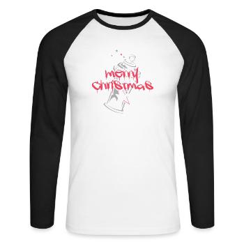 graffiti xmas weihnachten spray dose hip hop - Unisex Baseballshirt langarm - Weiß/Schwarz - Vorne - Nik (191cm)