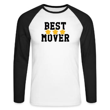 Déménageur / Déménagement / Déménager / Camion - T-shirt baseball manches longues Homme - blanc/noir - Devant - Nik (191cm)