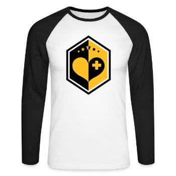 Arzt / Medizin / Kardiologie / Kardiologe - Unisex Baseballshirt langarm - Weiß/Schwarz - Vorne - Nik (191cm)