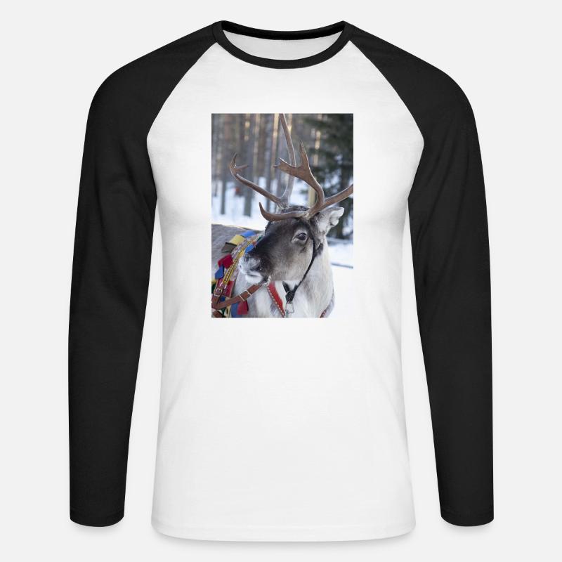 Rentier - Unisex Baseballshirt langarm - Weiß/Schwarz