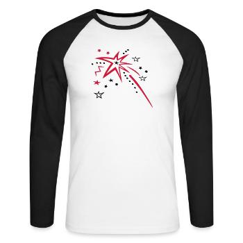 Feuerwerk mit vielen Sternen - Unisex Baseballshirt langarm - Weiß/Schwarz - Vorne - Nik (191cm)
