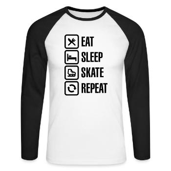 Eat sleep figure ice skate repeat - Unisex Long Sleeve Baseball T-Shirt - white/black - Front - Nik (191cm)