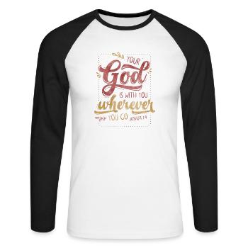 Your God Is With You - Unisex Baseballshirt langarm - Weiß/Schwarz - Vorne - Nik (191cm)