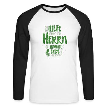 Meine Hilfe Kommt Vom Herrn - Unisex Baseballshirt langarm - Weiß/Schwarz - Vorne - Nik (191cm)