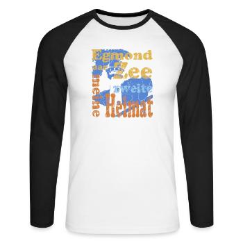 Egmond aan Zee - Unisex Baseballshirt langarm - Weiß/Schwarz - Vorne - Nik (191cm)