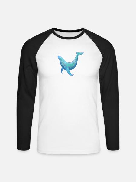 Humpback Whale - Unisex Baseballshirt langarm - Weiß/Schwarz