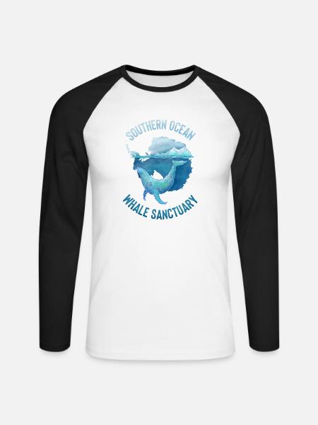 Southern Ocean Whale Sanctuary - Unisex Baseballshirt langarm - Weiß/Schwarz
