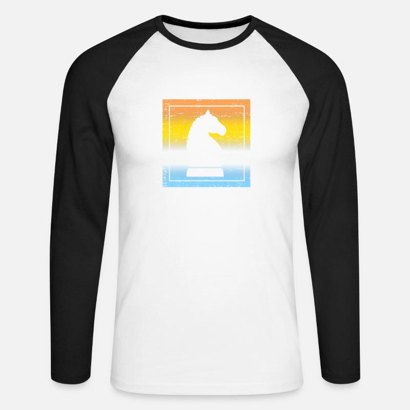 Schach Pferd - Unisex Baseballshirt langarm - Weiß/Schwarz