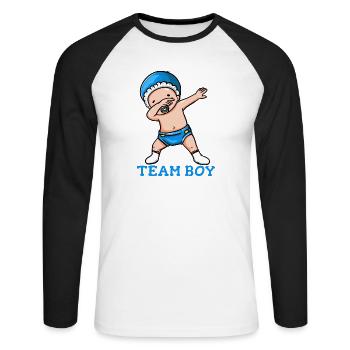 Baby Party - Unisex Baseballshirt langarm - Weiß/Schwarz - Vorne - Nik (191cm)