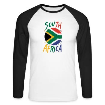 Afrique du Sud - T-shirt baseball manches longues Homme - blanc/noir - Devant - Nik (191cm)