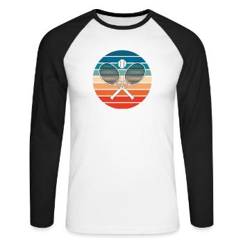 Tennis Crossed Tennis Racquets Retro - Unisex Long Sleeve Baseball T-Shirt - white/black - Front - Nik (191cm)
