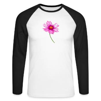 fleur - T-shirt baseball manches longues Homme - blanc/noir - Devant - Nik (191cm)