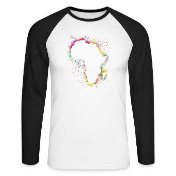 Afrique - T-shirt baseball manches longues Homme - blanc/noir - Devant - Nik (191cm)