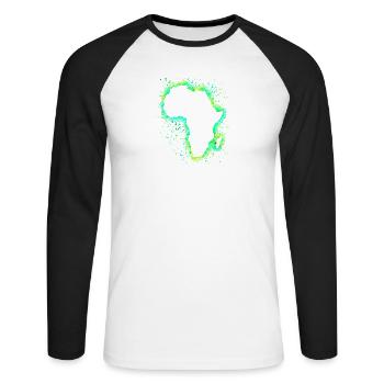 Afrique - T-shirt baseball manches longues Homme - blanc/noir - Devant - Nik (191cm)