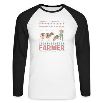 Noël fermier fermier vache - T-shirt baseball manches longues Homme - blanc/noir - Devant - Nik (191cm)