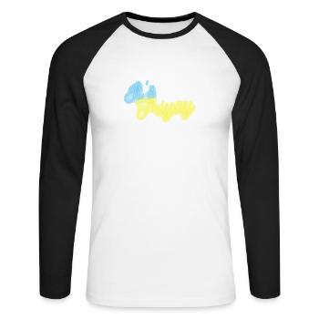 It's Friyay néon police turquoise jaune - Weekendvibes - T-shirt baseball manches longues Homme - blanc/noir - Devant - Nik (191cm)