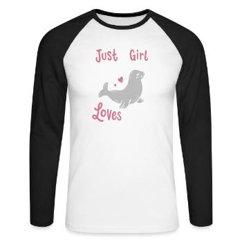 Seal Seal - Unisex Long Sleeve Baseball T-Shirt - white/black - Front - Nik (191cm)