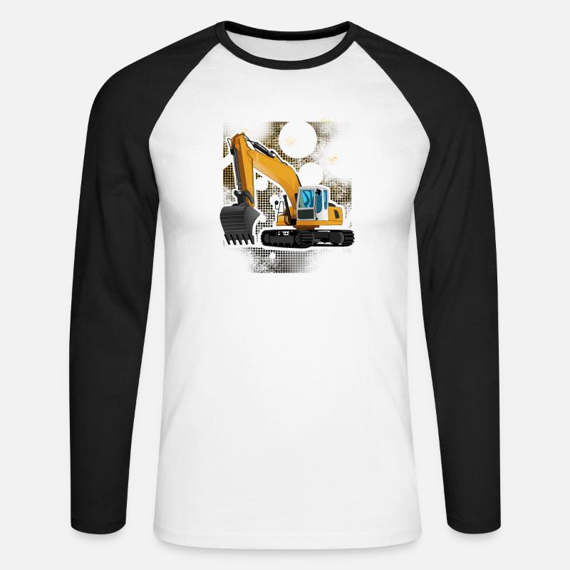 Bagger - Unisex Baseballshirt langarm - Weiß/Schwarz