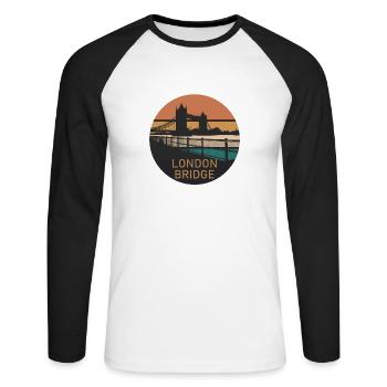 London Bridge Retro Sunset - T-shirt baseball manches longues Homme - blanc/noir - Devant - Nik (191cm)